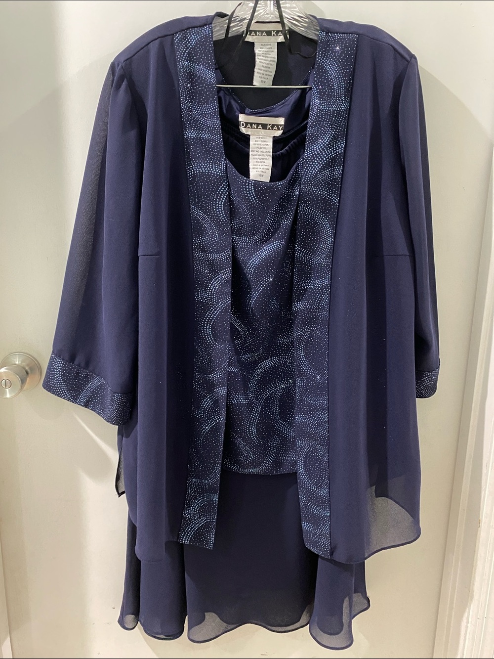 Dana Kay Deep Navy 3-Piece Dress Ensemble, size 18